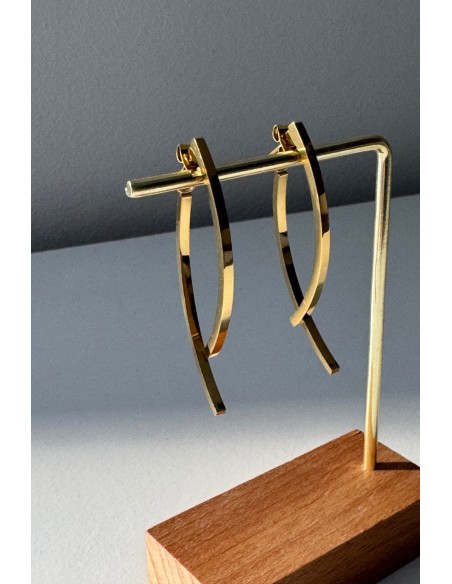 Pendientes acero dorado doble