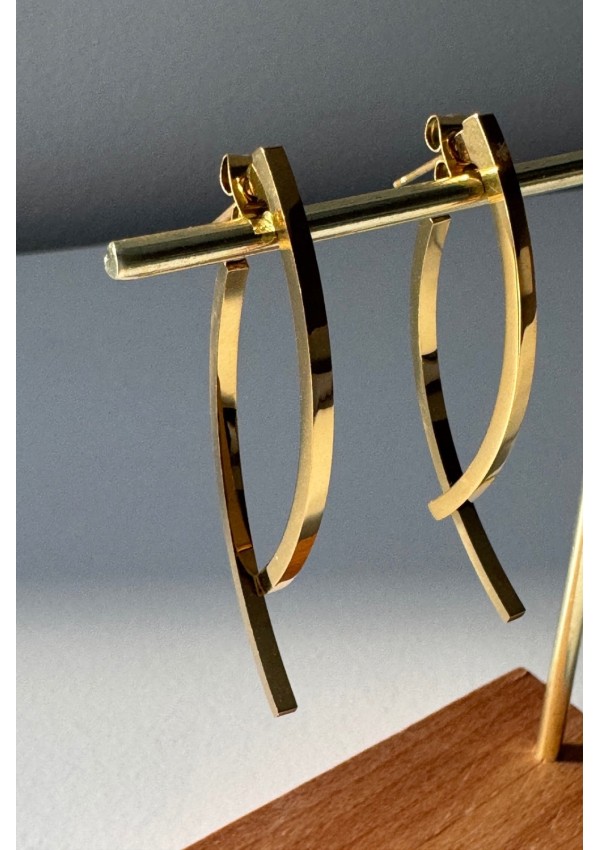 Pendientes acero dorado doble