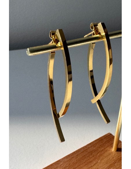 Pendientes acero dorado doble