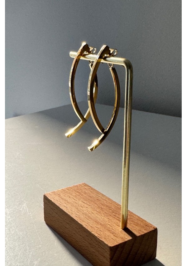 Pendientes acero dorado doble