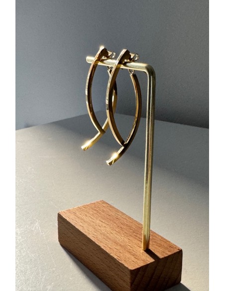 Pendientes acero dorado doble