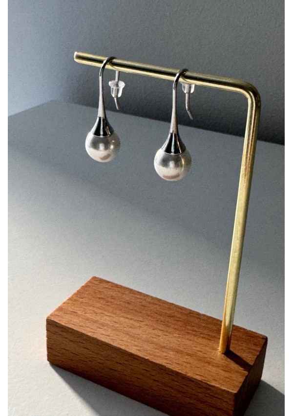 Pendientes acero con perla