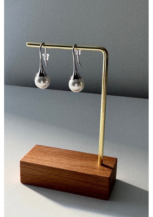 Pendientes acero con perla