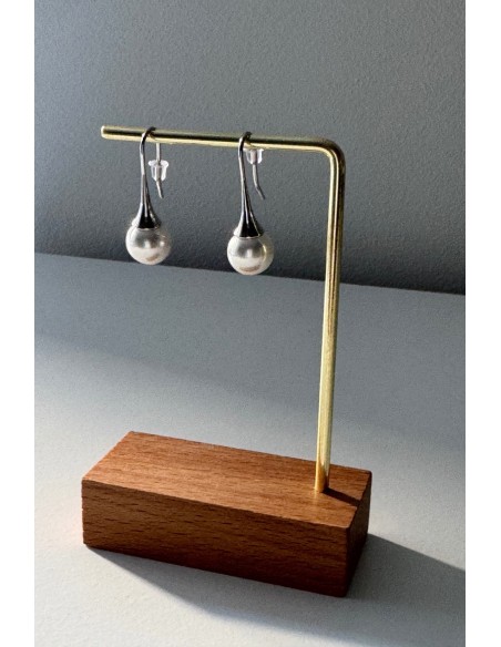 Pendientes acero con perla