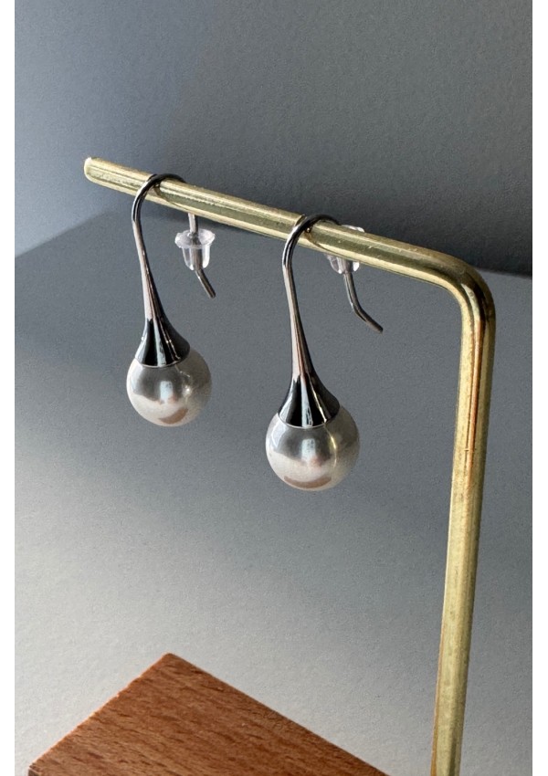Pendientes acero con perla