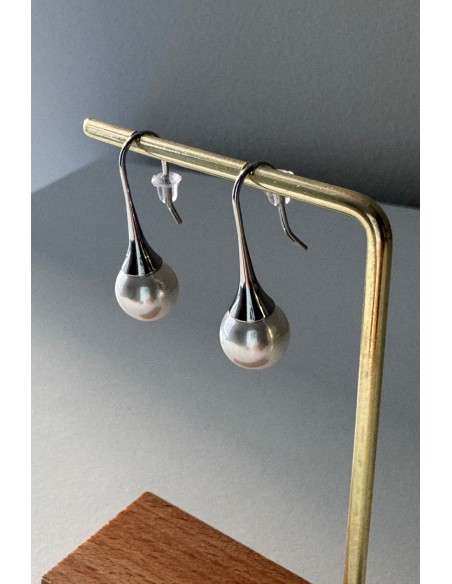 Pendientes acero con perla