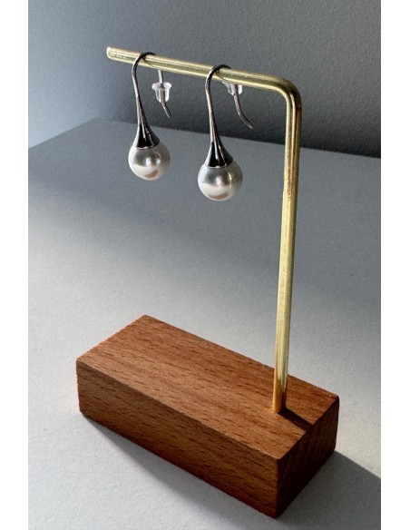 Pendientes acero con perla