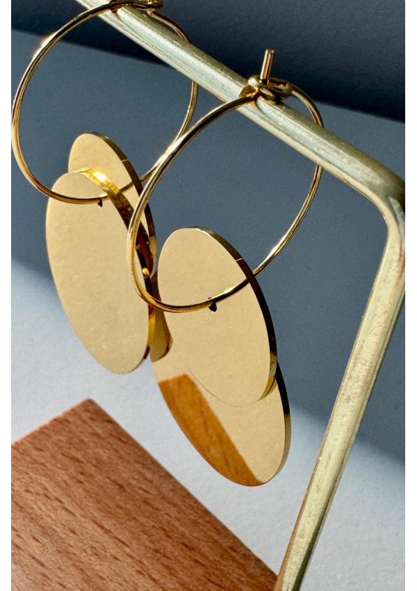 Pendientes acero doble circulo