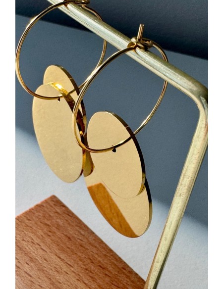 Pendientes acero doble circulo