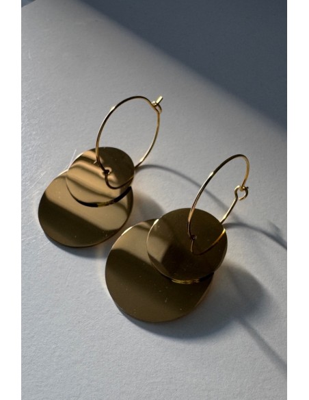 Pendientes acero doble circulo