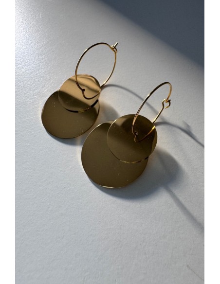 Pendientes acero doble circulo