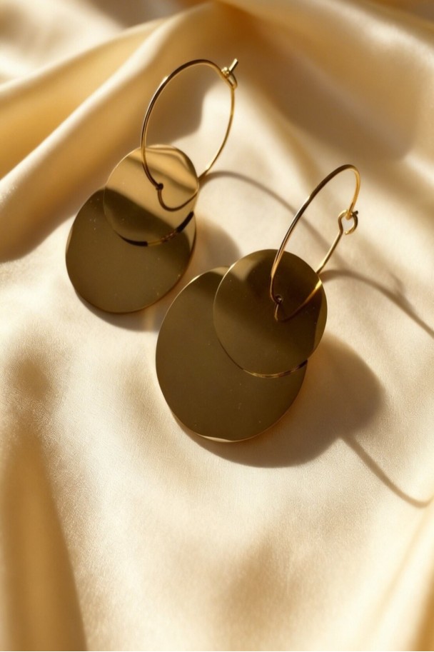 Pendientes acero doble circulo