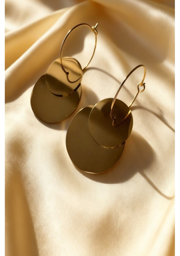 Pendientes acero doble circulo