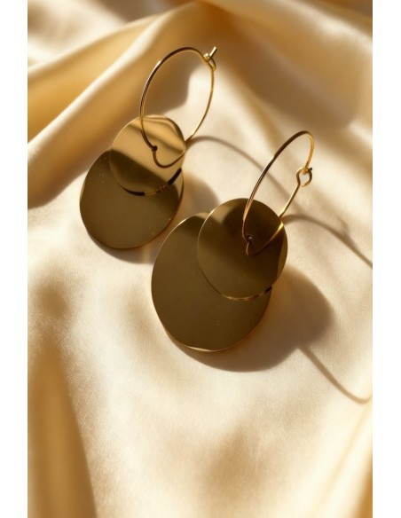 Pendientes acero doble circulo