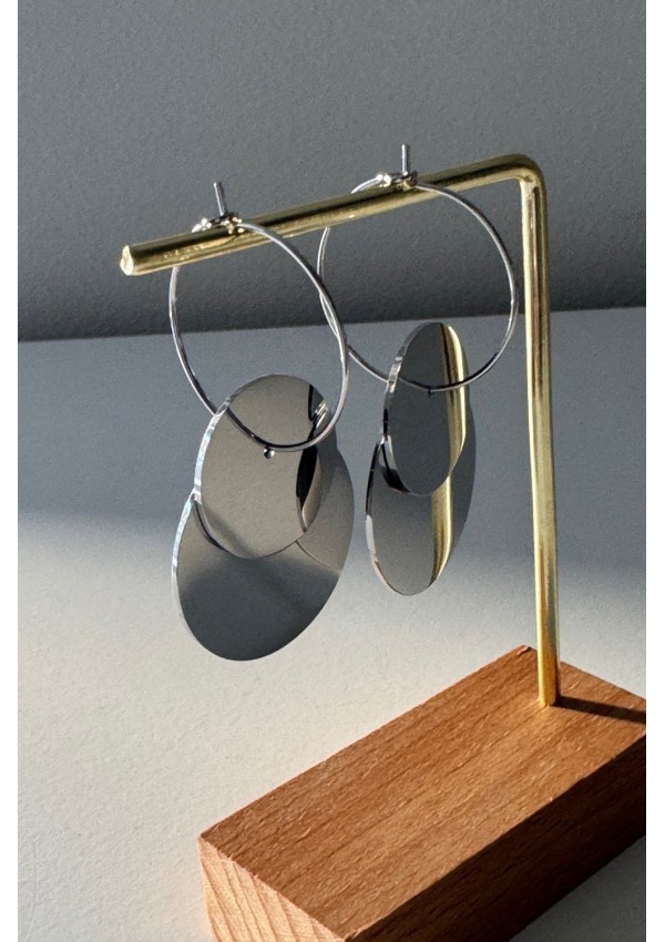 Pendientes acero doble circulo