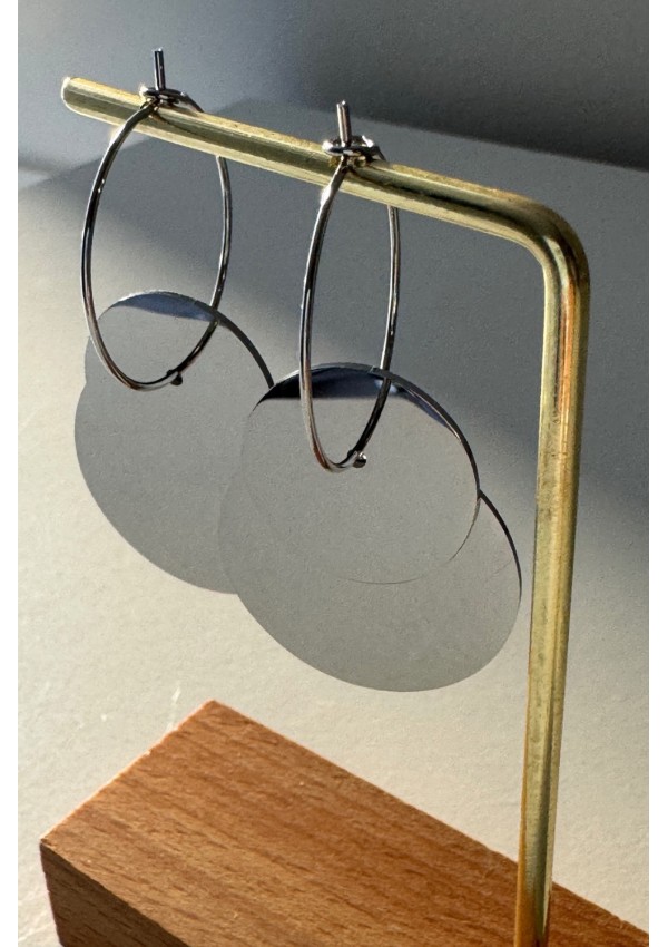 Pendientes acero doble circulo