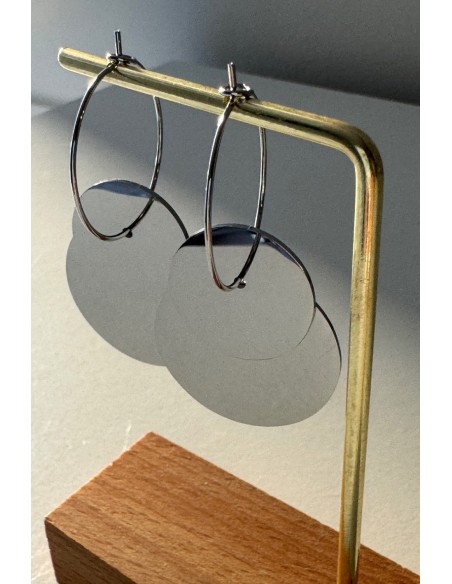 Pendientes acero doble circulo