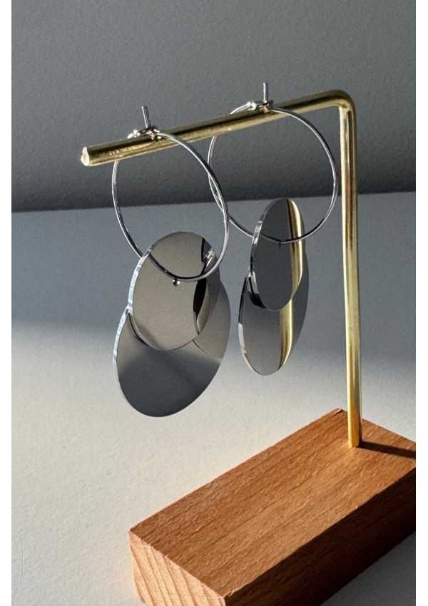 Pendientes acero doble circulo