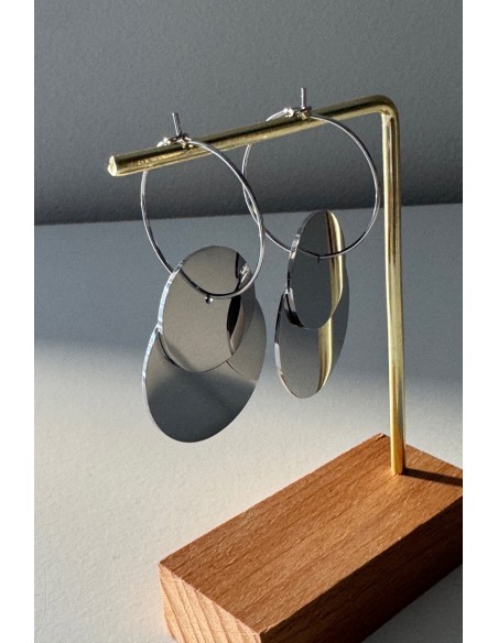 Pendientes acero doble circulo