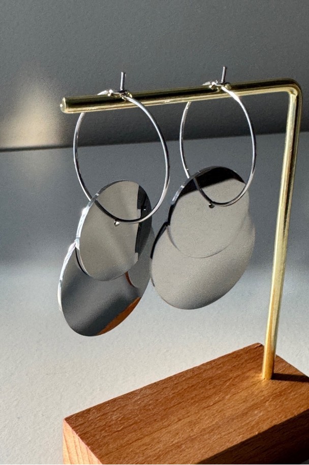 Pendientes acero doble circulo