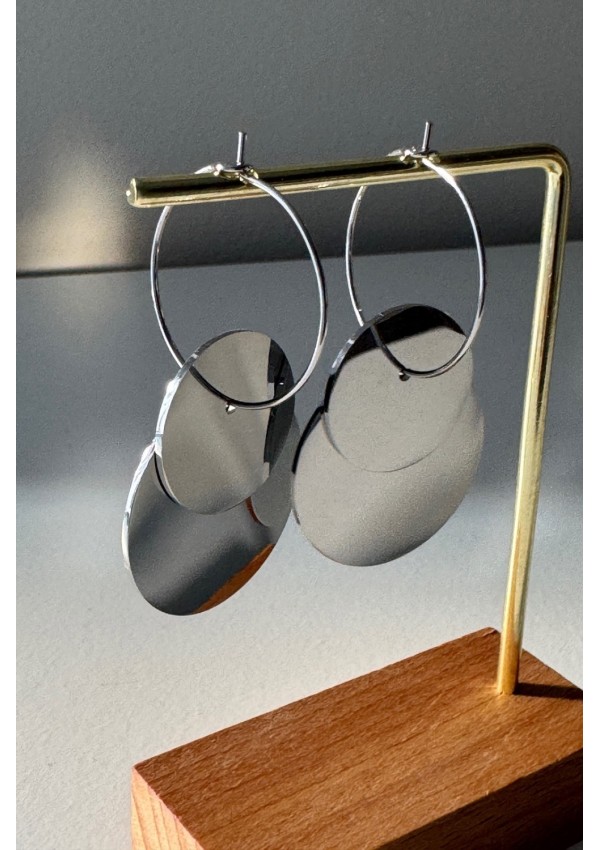 Pendientes acero doble circulo