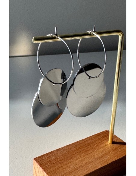 Pendientes acero doble circulo