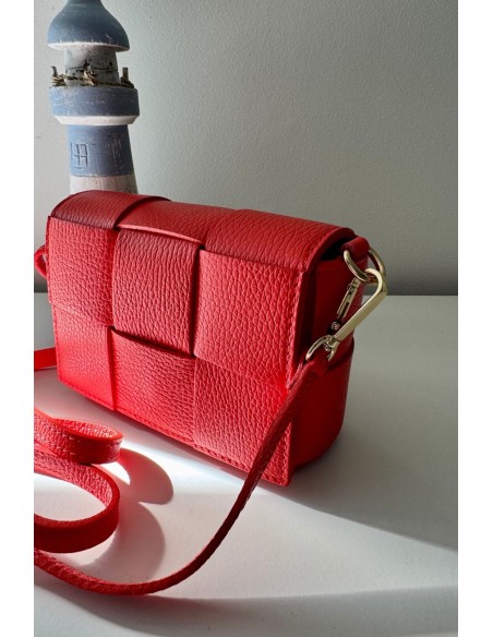 Bolso piel trenzado rojo