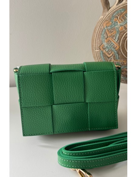 Bolso piel trenzado verde