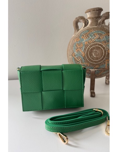 Bolso piel trenzado verde