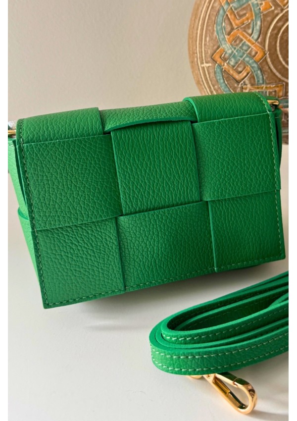 Bolso piel trenzado verde