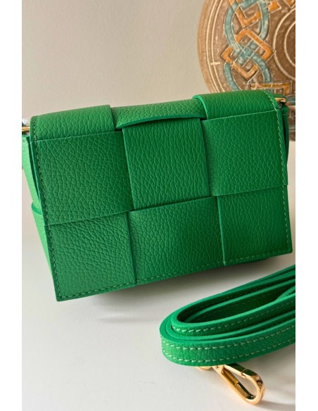 Bolso piel trenzado verde