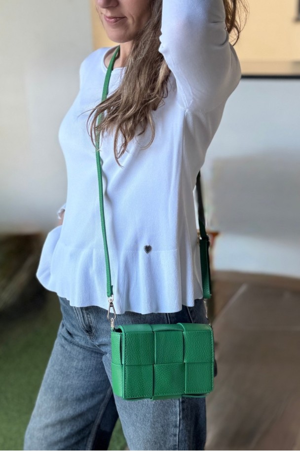 Bolso piel trenzado verde