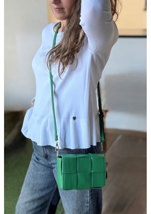 Bolso piel trenzado verde