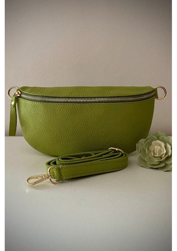 Bandolera piel verde manzana