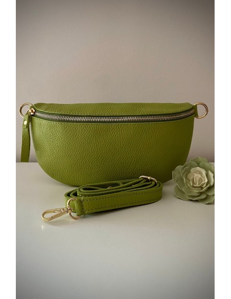 Bandolera piel verde manzana