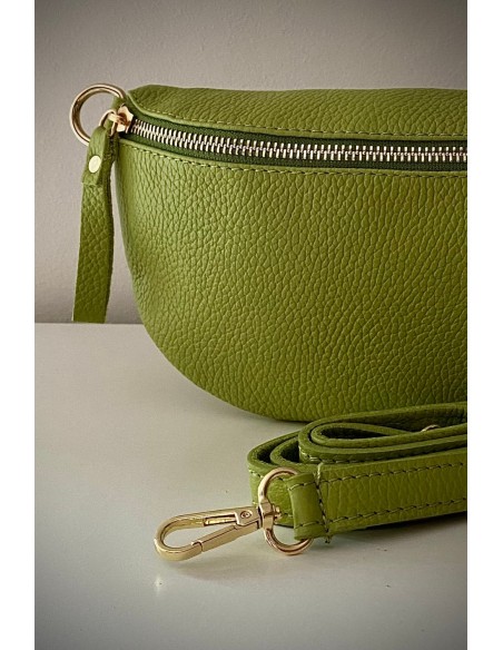 Bandolera piel verde manzana