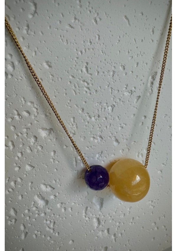 Gargantilla Colección NEO ágata amarilla y púrpura