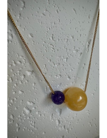 Gargantilla Colección NEO ágata amarilla y púrpura