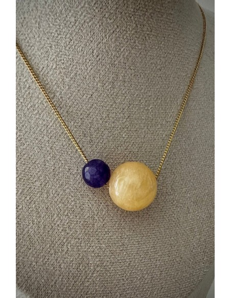 Gargantilla Colección NEO ágata amarilla y púrpura