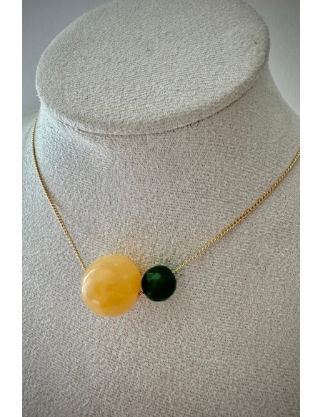 Gargantilla Colección NEO ágata amarilla y verde