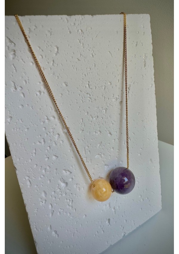 Gargantilla Colección NEO ágata morada y amarilla