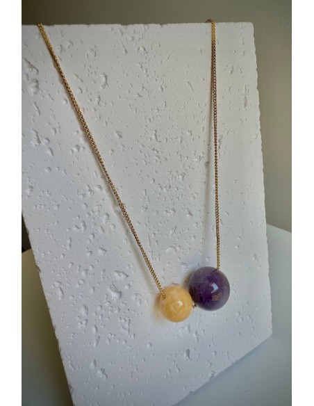 Gargantilla Colección NEO ágata morada y amarilla