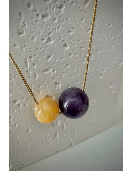 Gargantilla Colección NEO ágata morada y amarilla