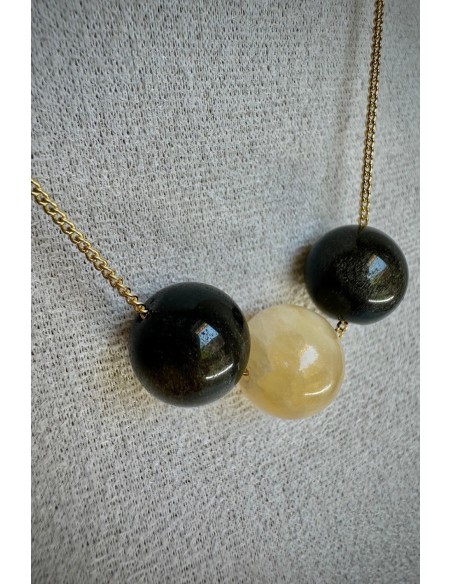 Gargantilla Colección NEO ágatas verdes y amarillas