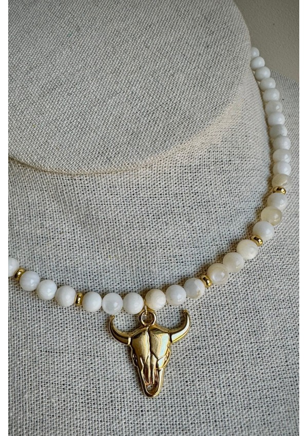 Collar Colección WEST ágatas blancas