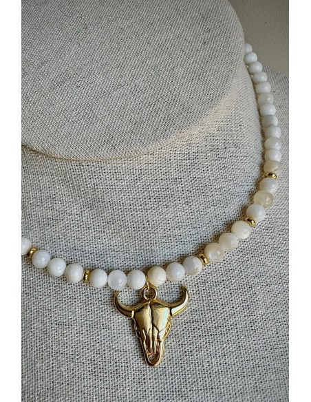 Collar Colección WEST ágatas blancas