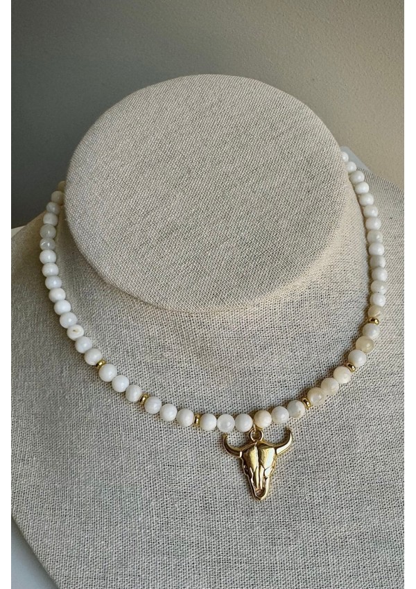 Collar Colección WEST ágatas blancas