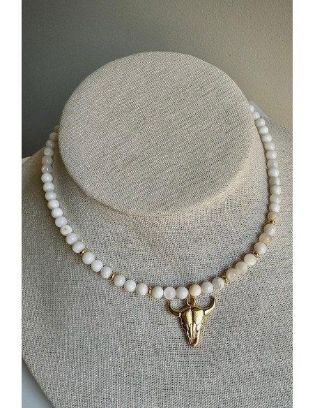 Collar Colección WEST ágatas blancas