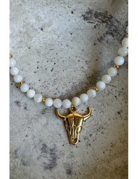 Collar Colección WEST ágatas blancas