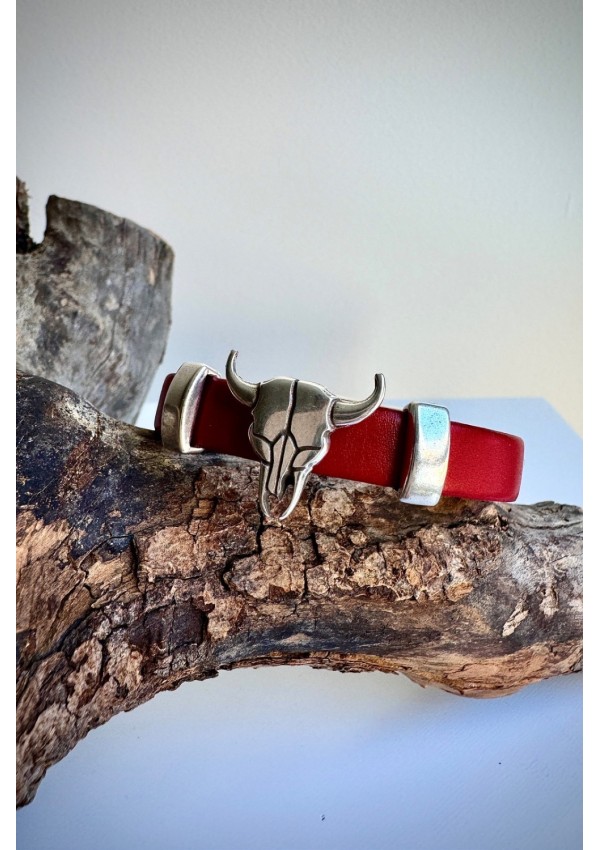 Pulsera Colección WEST cuero rojo